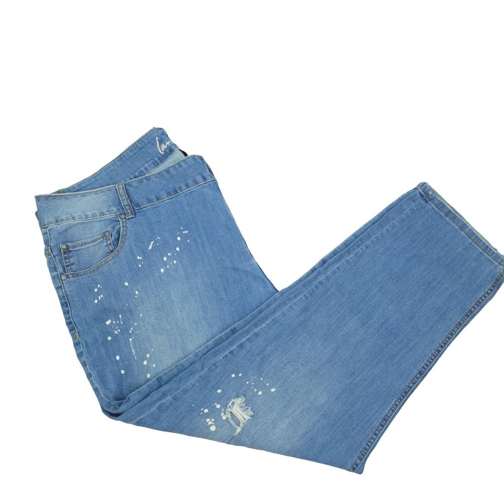 Lane Bryant Womens Jeans Plus Size 26 Stretch Distressed Bleach Splatter Denim